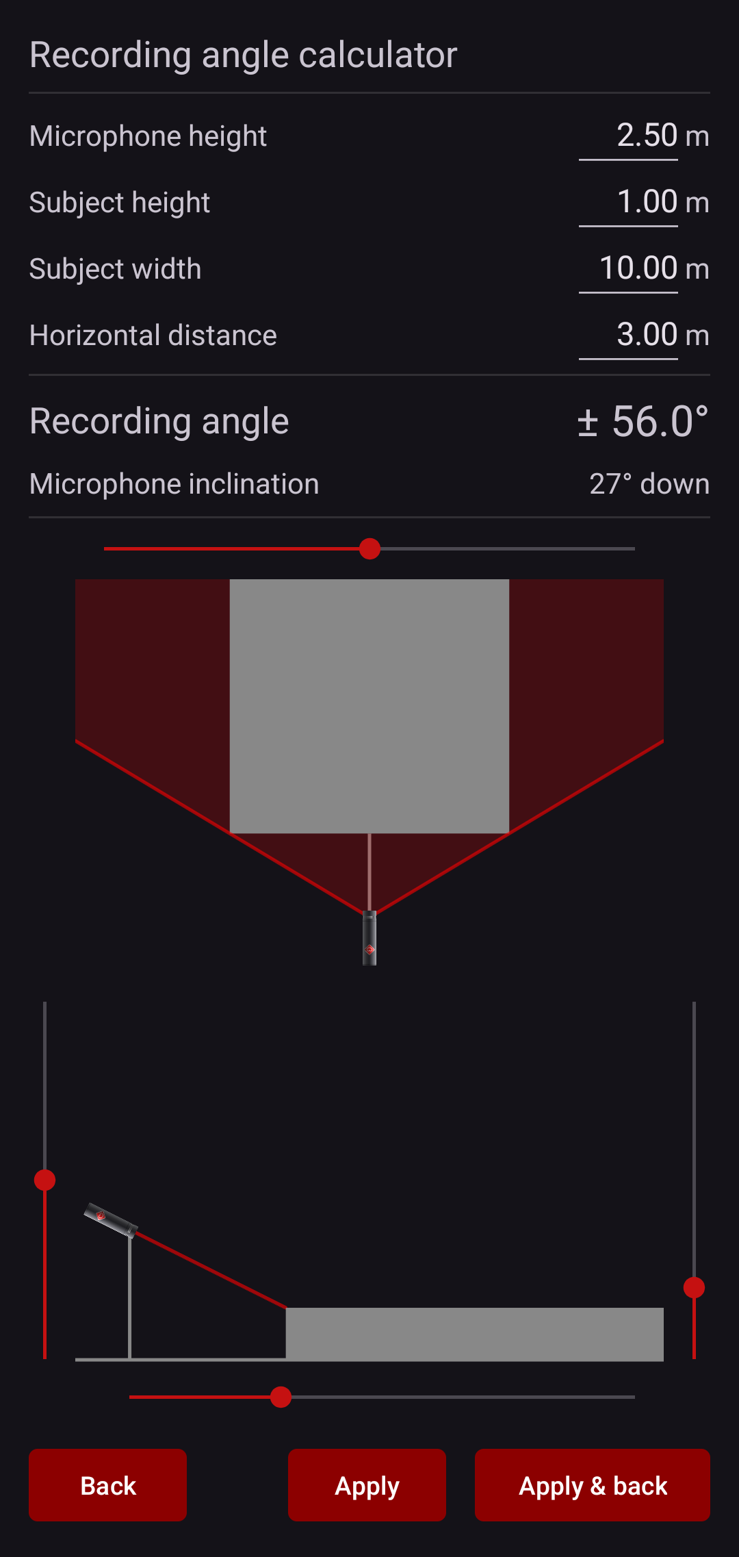 Recording angle calculator activity